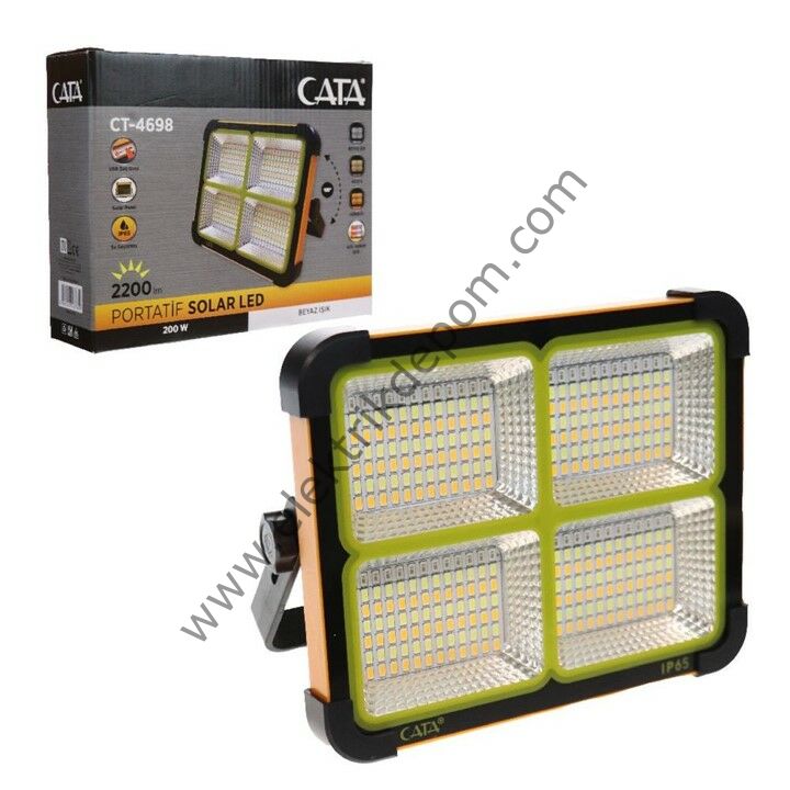 CATA 200 W TAŞINABİLİR ŞARJLI SOLAR PROJEKTÖR / CT-4698 / 3RENK