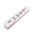 S-LINK SPG403U 4'LÜ 1.5 METRE KABLOLU 750 JOULE 3X5 VOLT - 2.4 AMPER USB'Lİ ANAHTARLI AKIM KORUMALI PRİZ